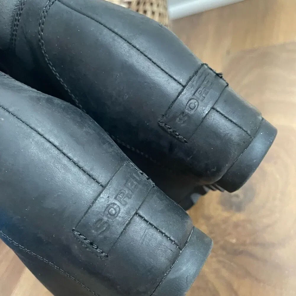 Sorel Conquest Wedge Waterproof Snow Boots Black Grey 6.5